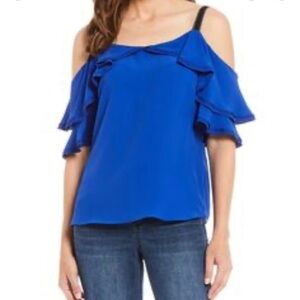 Gibson Latimer Blue Cold Shoulder Top- NWT